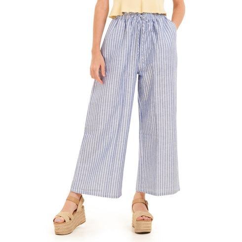Women summer wide leg pants "Petroleum stripes"