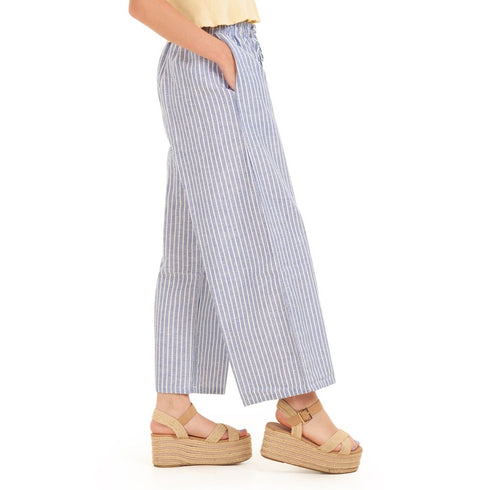 Women summer wide leg pants "Petroleum stripes"