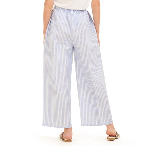 Women summer wide leg pants "Light blue stripes"