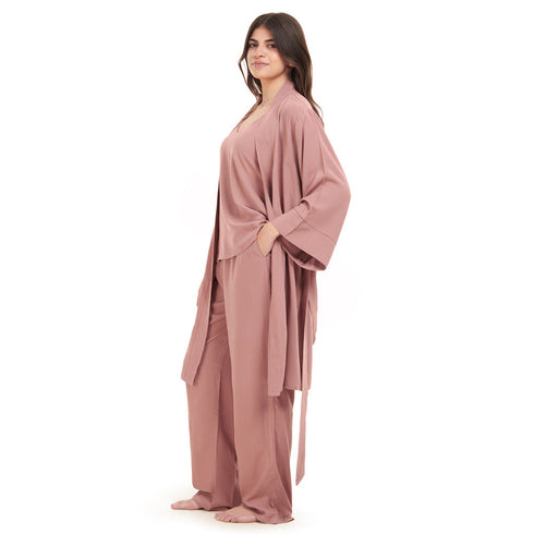 Women summer 3 piece pajama set "Cashmere Top + Cashmere kimono & Pants"