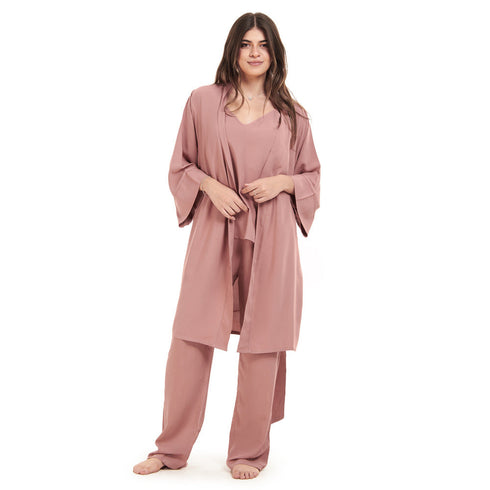 Women summer 3 piece pajama set "Cashmere Top + Cashmere kimono & Pants"