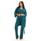 Women summer 3 piece pajama set "Dark green Top + Dark green kimono & Pants"