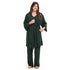 Women summer 3 piece pajama set "Dark Green Top + Dark Green kimono & Pants"