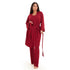 Women summer 3 piece pajama set "Dark red Top + Dark red kimono & Pants"