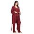 Women summer 3 piece pajama set "Dark Red Top + Dark Red kimono & Pants"
