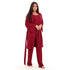 Women summer 3 piece pajama set "Dark red Top + Dark red kimono & Pants"