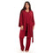 Women summer 3 piece pajama set "Dark red Top + Dark red kimono & Pants"