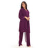 Women summer 3 piece pajama set "Purple Top + Purple kimono & Pants"