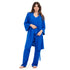 Women summer 3 piece pajama set "Royal Blue Top + Royal Blue kimono & Pants"