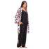 Women summer 3 piece pajama set "Fuchsia x Black floral pattern kimono + Black top & Pants"
