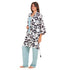 Women summer 3 piece pajama set "Mint x Black Floral pattern kimono + Baby Blue top & Pants"